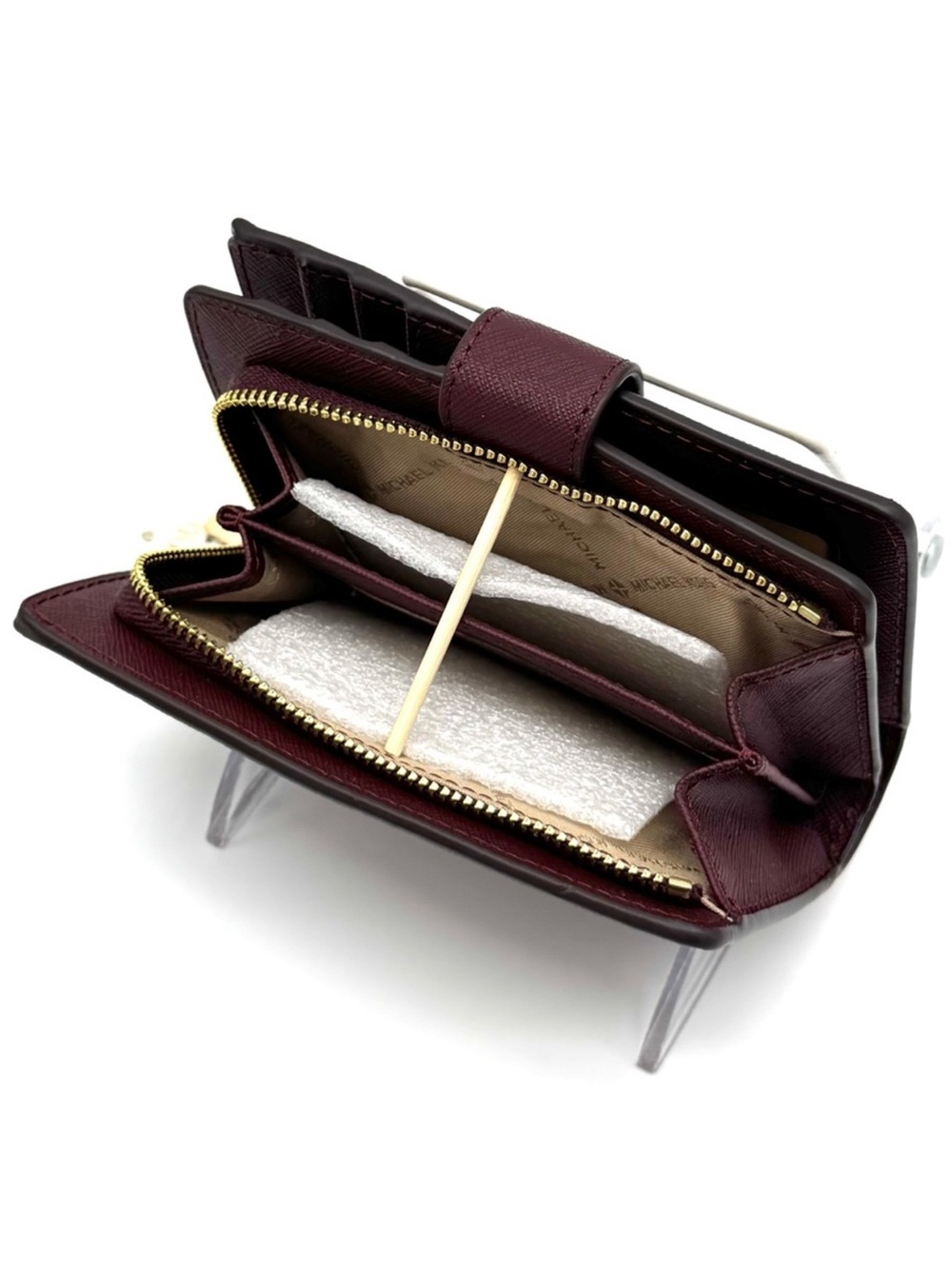 Michael Kors Medium Bifold Zip Chain Wallet Ox Blood - Picture 4 of 6